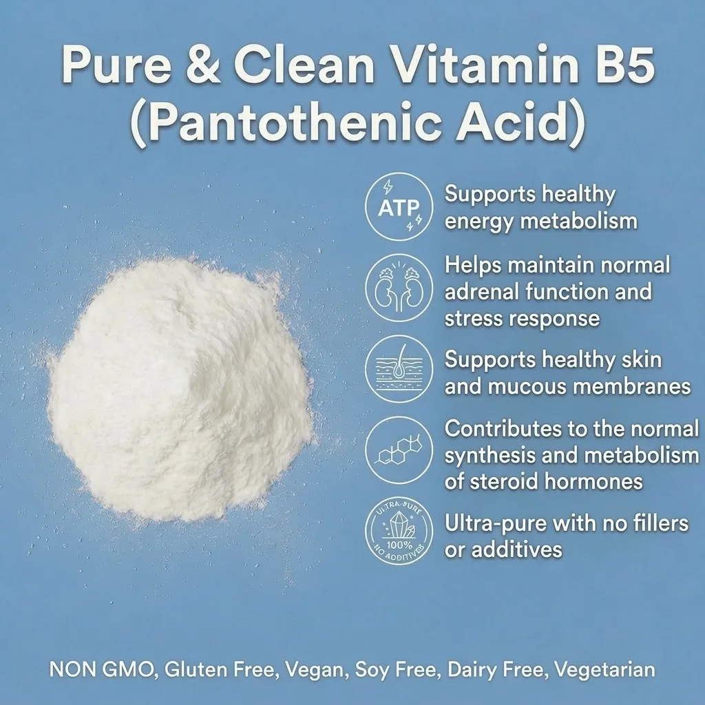 Vitamin B5 pantothenic acid powder USP grade benefits