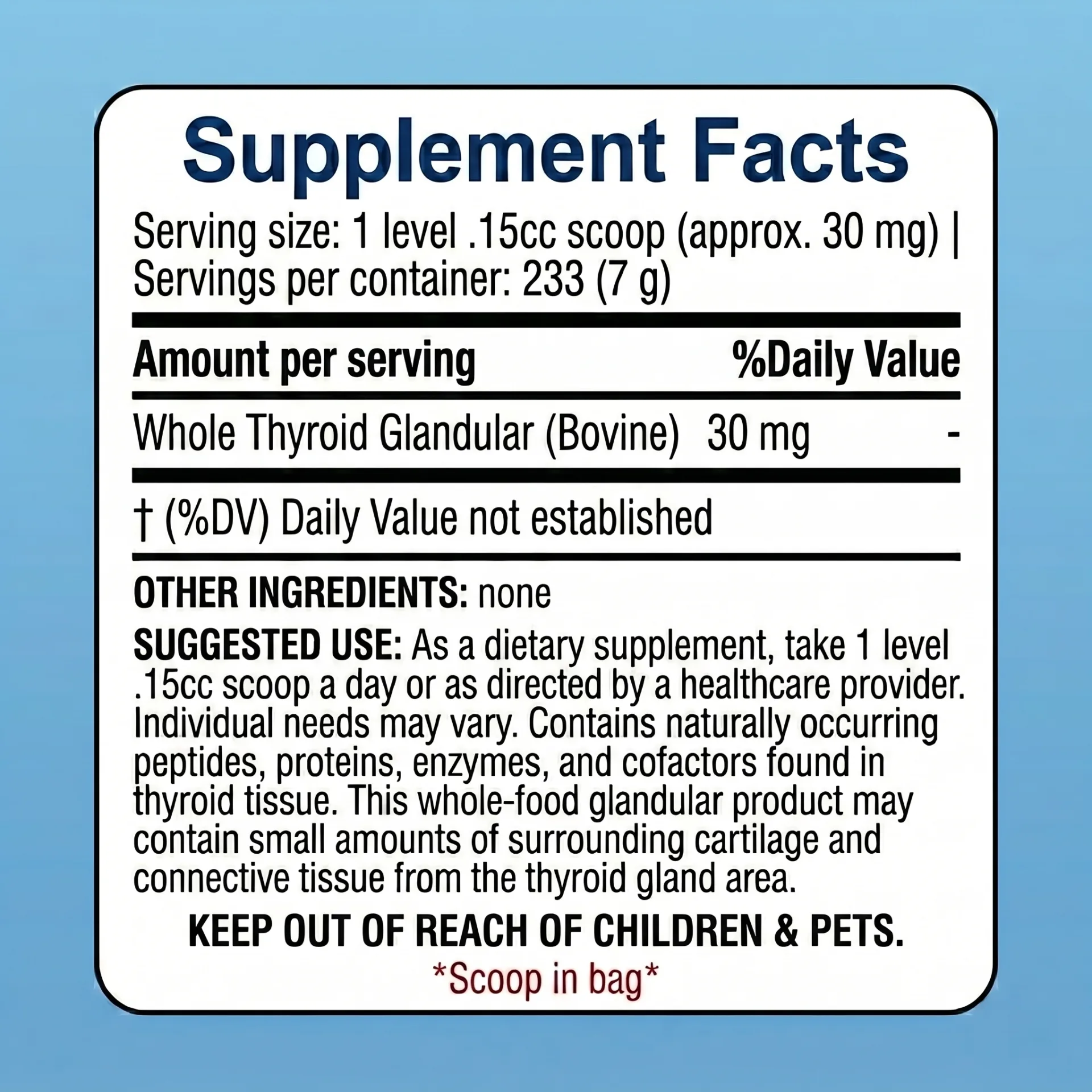 natural dessicated thyroid ndt supplement powder supplement facts