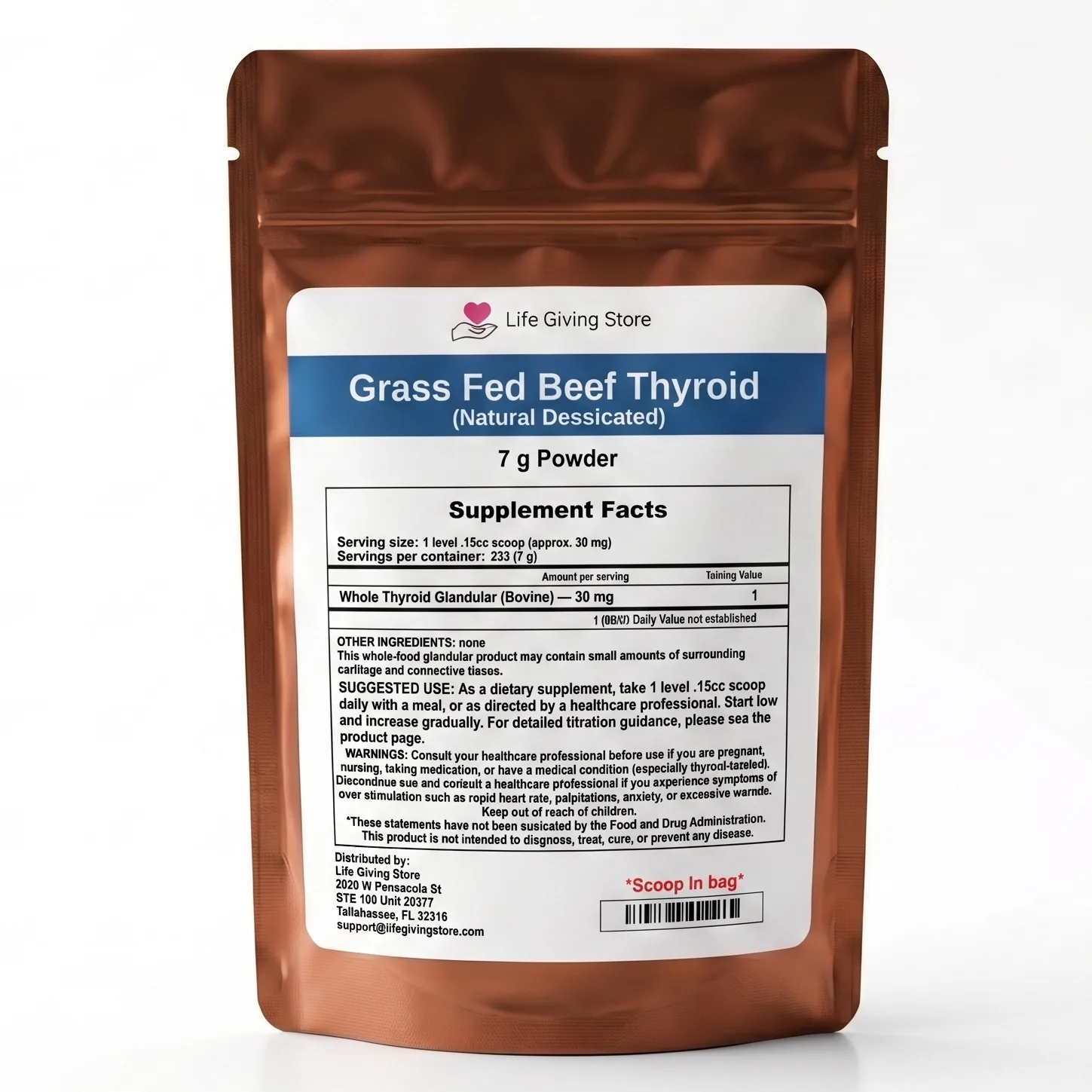 Updated natural dessicated thyroid ndt supplement powder
