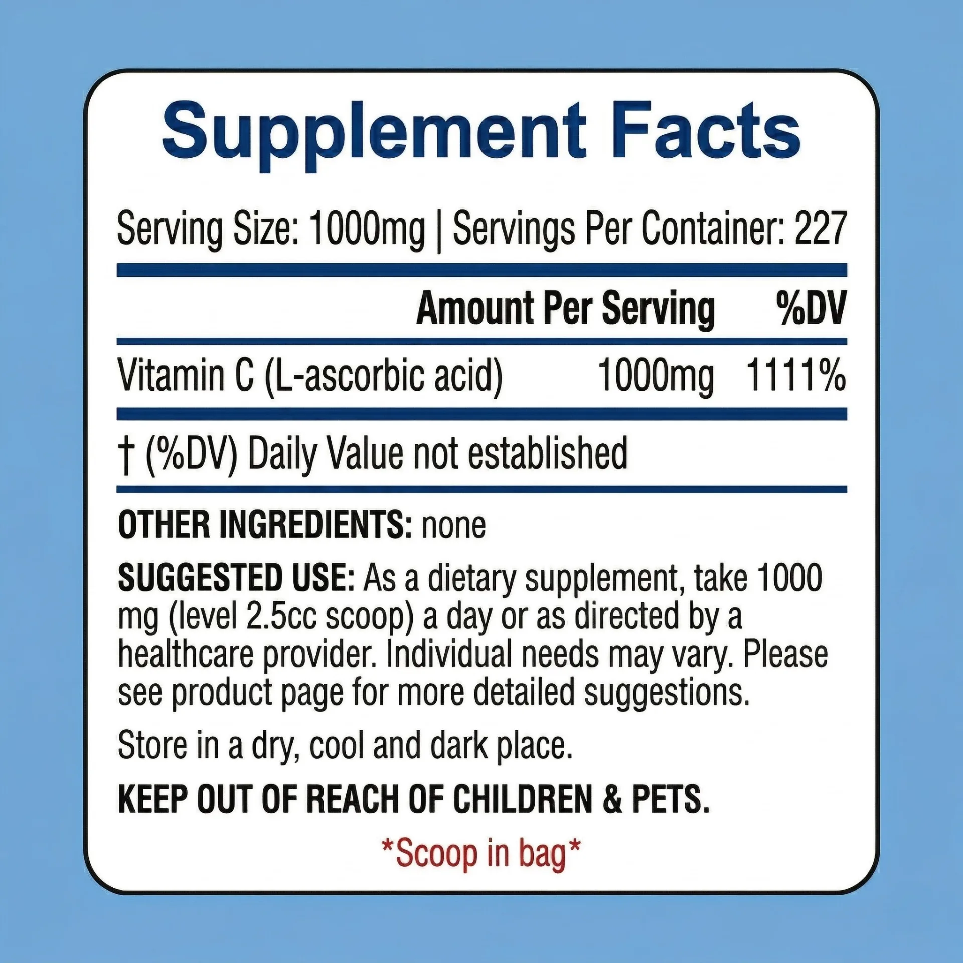 vitamin C quali by DSM 227g powder supplement facts