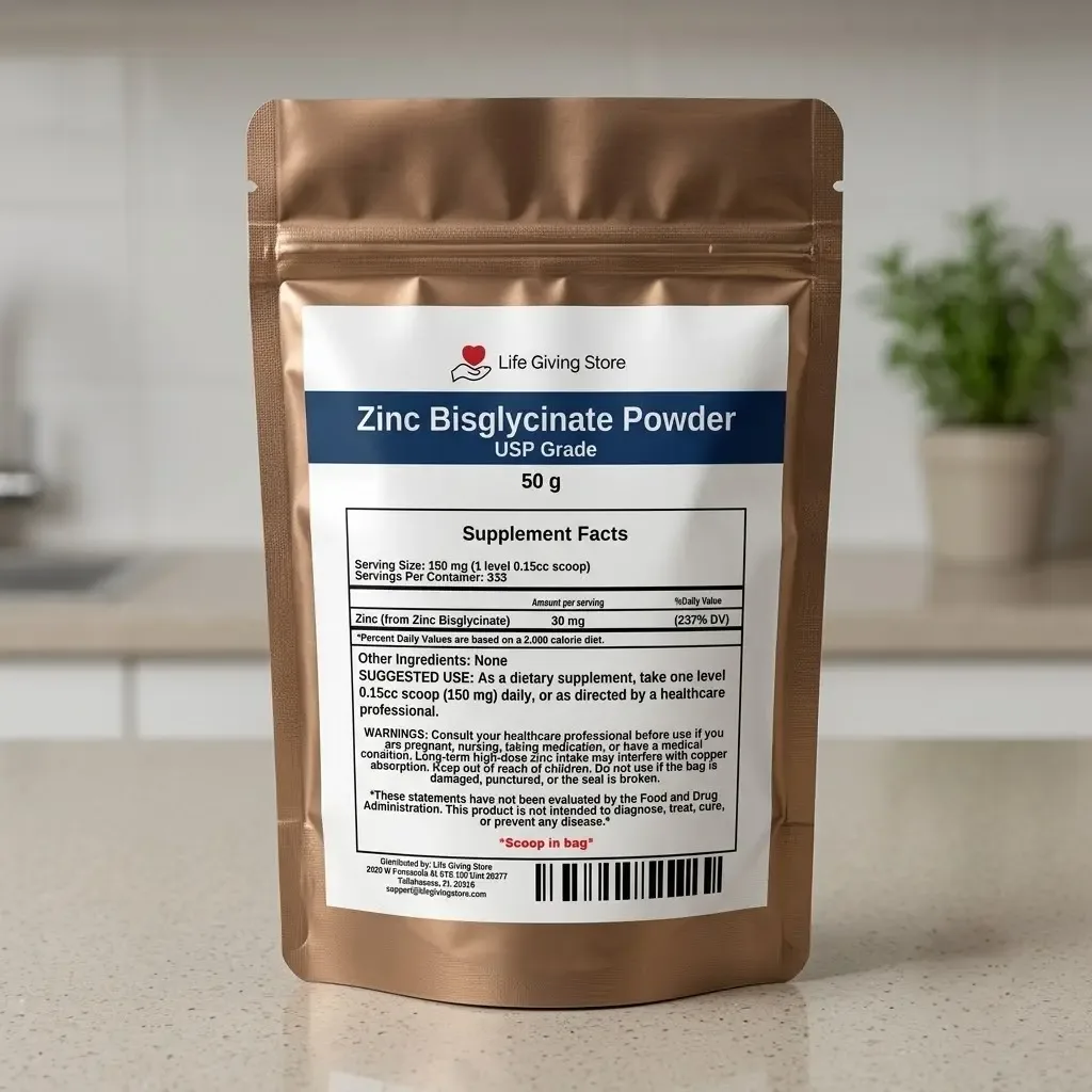 zinc bisglycinate powder USP grade lifestyle