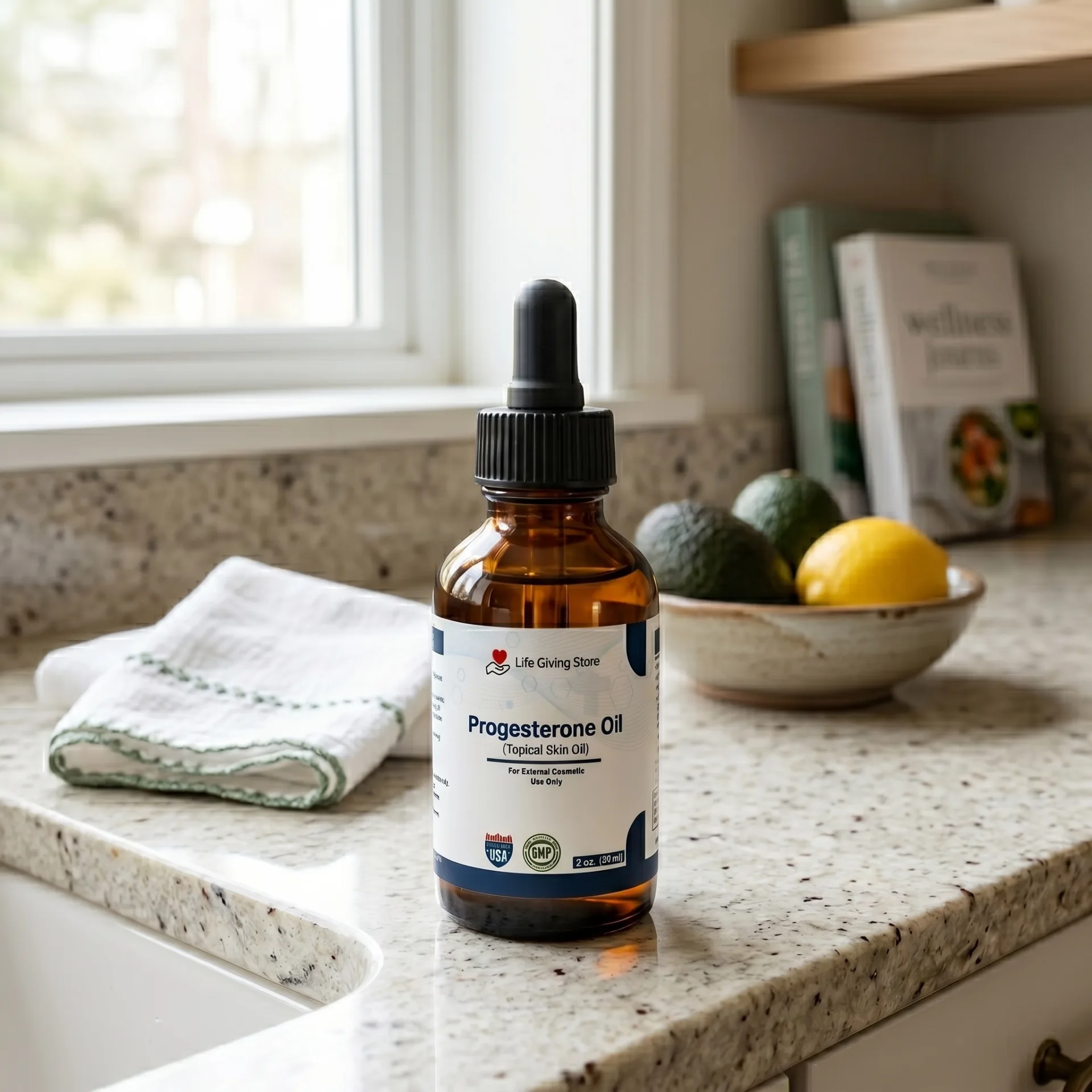 Progesterone oil topical