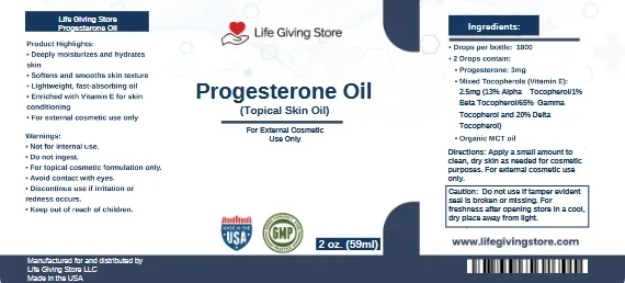Progesterone Oil Topical Label